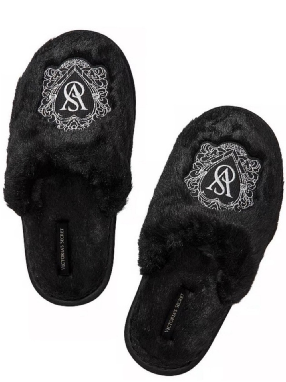 Victoria's Secret Black Closed-Toe Size M (7-8) Faux Fur Slippers(NWT)